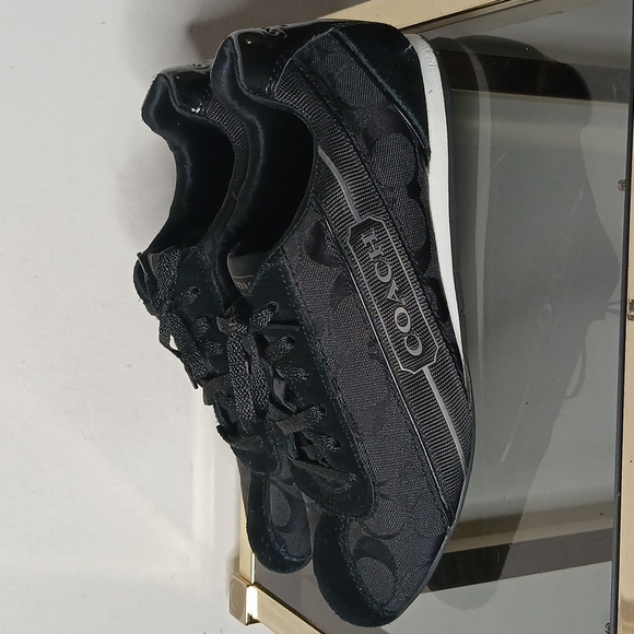 Coach Hilary black signature monogram tennis shoes size 8 - Picture 3 of 15